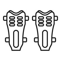Pair of football shin guards line icon protecting player legs vector