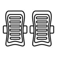 Pair of shin guards protecting soccer player legs icon outline style vector