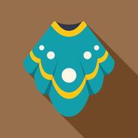 Traditional mexican poncho with colorful embroidery and geometric patterns flat long shadow icon vector