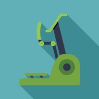 Green elliptical cross training machine icon showing fitness and exercise vector