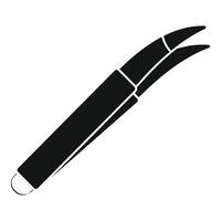 Curved tweezers for eyelash extension procedure icon vector