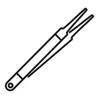 Metal tweezers holding a tiny object icon outline style vector