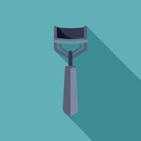 Eyelash curler casting long shadow over turquoise background vector