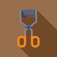 Eyelash curler with long shadow on brown background vector
