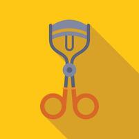 Eyelash curler on yellow background with long shadow vector