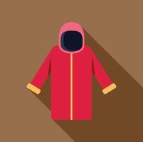 Red winter jacket with hood keeping you warm in flat design vector