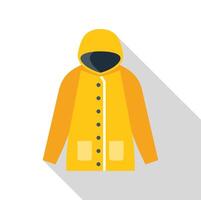 Yellow raincoat protecting from rain in flat design style vector