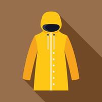 Yellow raincoat protecting from cold and rain in autumn or spring vector