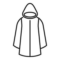 Raincoat with hood protecting from rain, simple black thin line icon vector illustration