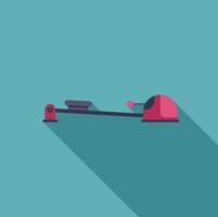 Rowing machine casting long shadow over turquoise background vector