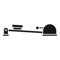 Black glyph icon of a rowing machine for exercise vector