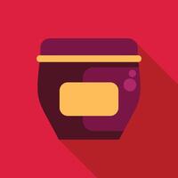 Purple jar of jam with blank label on red background vector