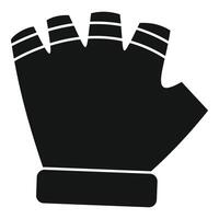 Black fitness gloves with open fingers icon simple style vector