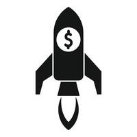 Black rocket launch startup business icon representing success and profit vector