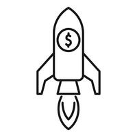 Rocket taking off carrying a coin with dollar symbol for business startup concept vector