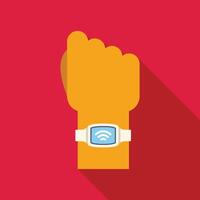 Hand wearing smart watch showing wifi symbol vector