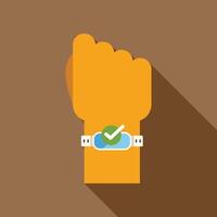 Hand with smart watch showing check mark icon on screen vector