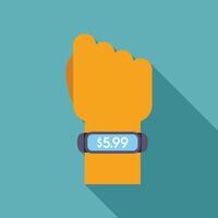 Hand wearing smart watch showing price tag making purchase vector