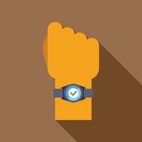Hand with smart watch showing check mark icon on screen vector