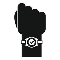 Hand wearing smartwatch with check mark showing approval vector