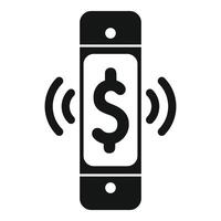 Smartphone showing dollar sign and sending signals icon vector