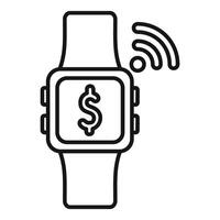 Smart watch showing us dollar sign for nfc payment vector