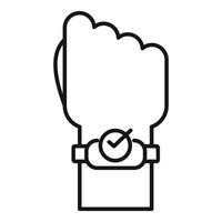 Hand wearing smartwatch with check mark showing health data tracking vector