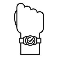 Hand wearing smartwatch with check mark showing approval vector