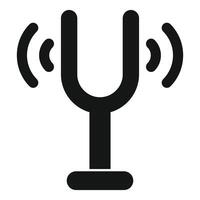 Tuning fork emitting sound waves icon representing music and acoustics vector