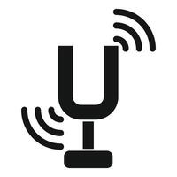 Tuning fork vibrating and emitting sound waves icon vector