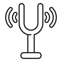 Tuning fork emitting sound waves icon representing frequency and pitch vector