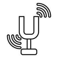 Tuning fork vibrating at specific frequency generating sound waves vector