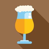 Glass of beer with foam overflowing in minimalist flat design style vector