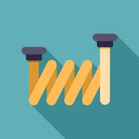 Yellow flexible spring is stretching with long shadow on turquoise background vector