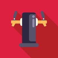 Modern beer tap standing on red background with long shadow vector