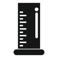 Black glyph icon of a graduated cylinder standing on a surface vector