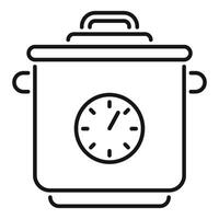 Slow cooker with timer showing cooking time icon vector
