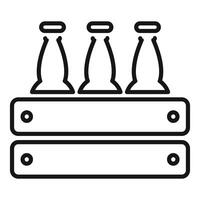 Three bottles standing in a wooden crate for delivery vector