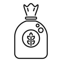 Sack of flour with ear of wheat sign line icon vector
