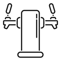 Double beer tap standing on a countertop dispensing craft beer vector