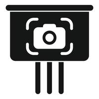 Camera icon focusing on blackboard with tripod vector