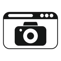 Web browser displaying camera icon for online photography concept vector