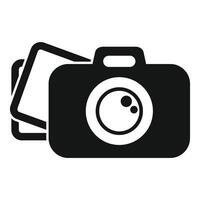 Black and white camera icon displaying multiple photos vector