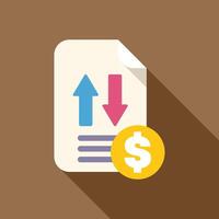 Document with up and down arrows showing market volatility and dollar currency sign vector