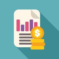 Financial report showing increasing profits with stack of coins and graph vector