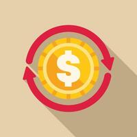 Money circulation with gold coin and red arrows rotating vector