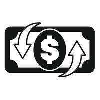 Dollar banknote with up and down arrows icon representing money transfer vector