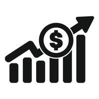Graph increasing with dollar sign showing increasing profit vector