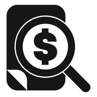 Magnifying glass focusing on dollar sign on document icon vector