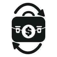 Money turnover with briefcase and exchange arrows icon vector